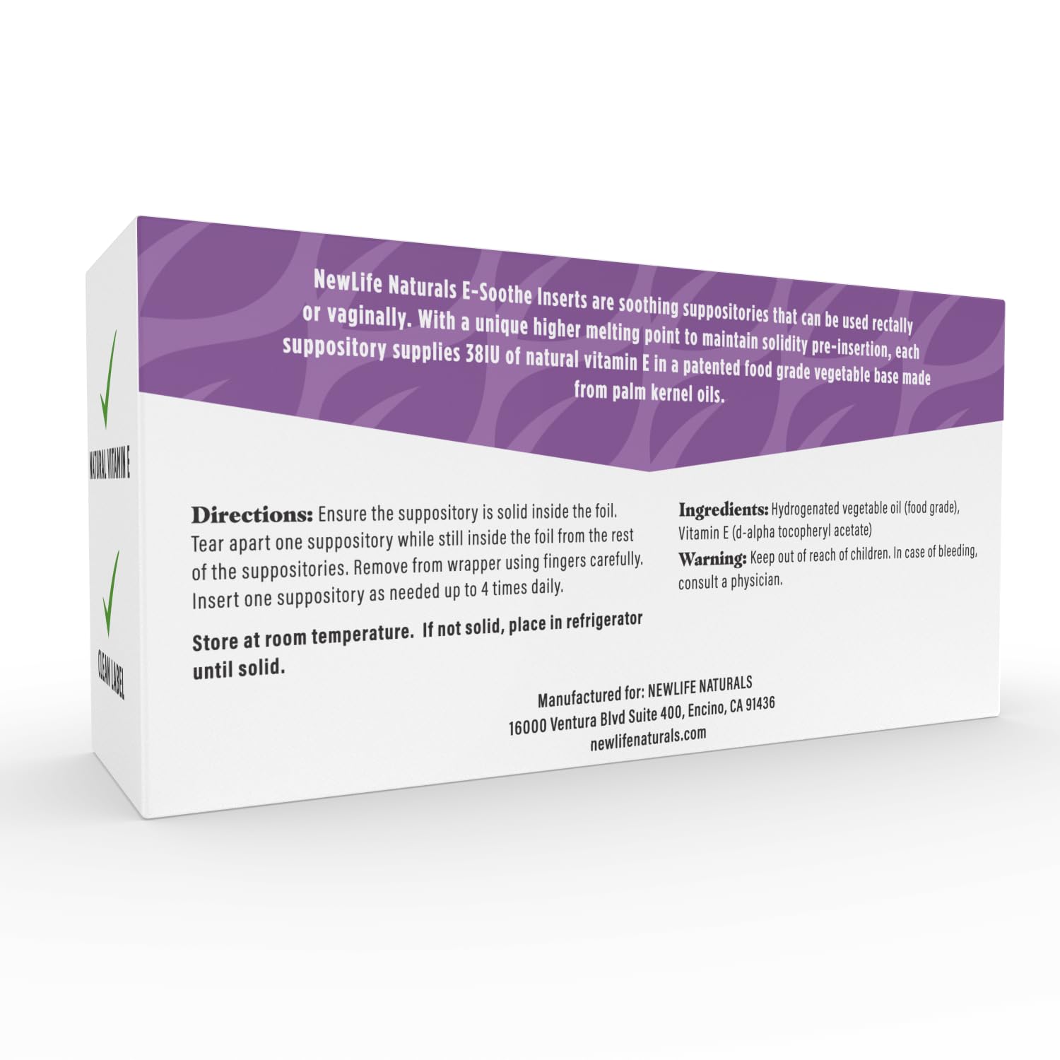 NewLife Naturals Vitamin E Suppositories 38IU - Vaginal Dryness Irritation Menopause Atrophy Relief NewLife Naturals buy supplements canada