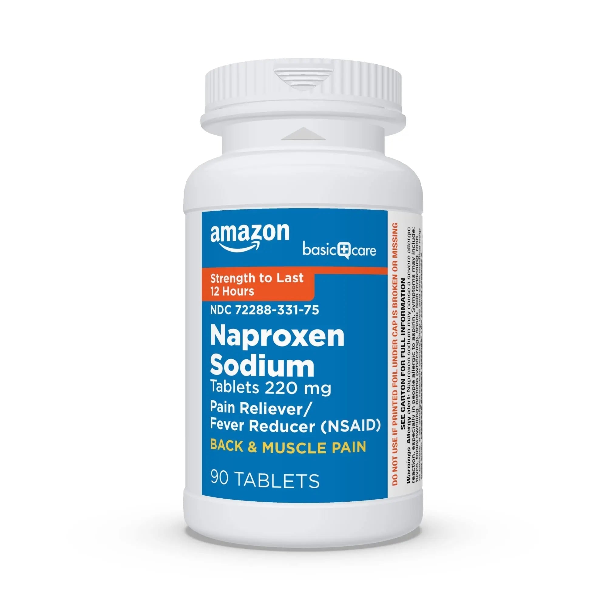 Amazon Basic Care Back and Muscle Pain, 220 mg Naproxen Sodium Tablets, 12-Hour Pain Relief, Headache, Arthritis, Menstrual Cramps, Fever Reducer, 90 Count Amazon Basic Care buy supplements canada