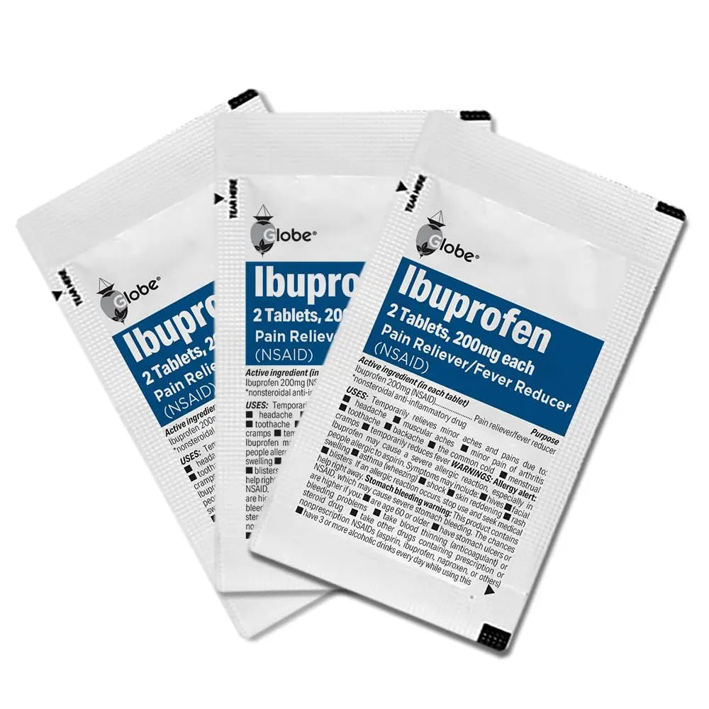 Globe Ibuprofen Tablets, 200 mg, Pain Reliever and Fever Reducer, for Headache, Muscular Aches, Arthritis, Backache and More 50 Packets of 2 Tablets Each,100 Tablets Trifecta Pharmaceuticals USA buy supplements canada