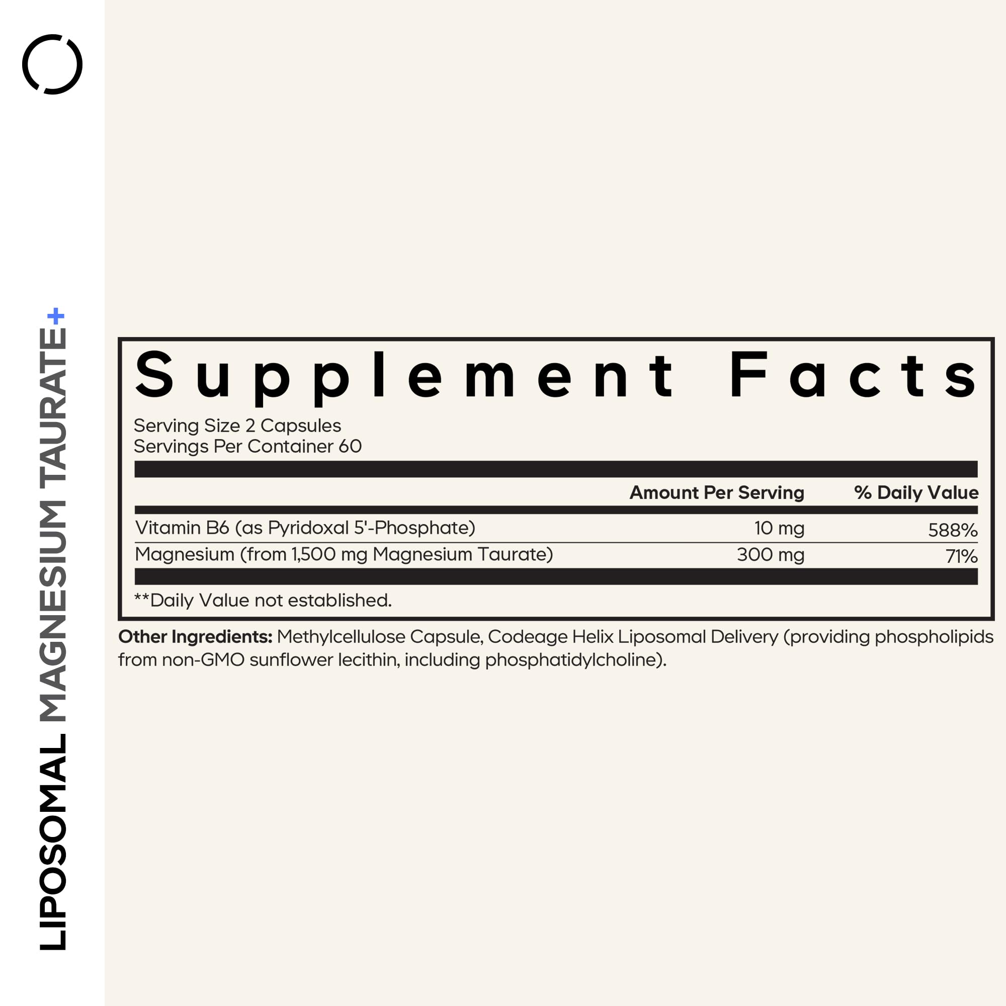 Codeage Liposomal Magnesium Taurate+ Supplement - Magnesium Taurate, Vitamin B6 as Pyridoxal 5-Phosphate, 2-Month Supply - Liposomal Delivery, Vegan, Non-GMO, Gluten-Free, 120 Capsules Codeage buy supplements canada