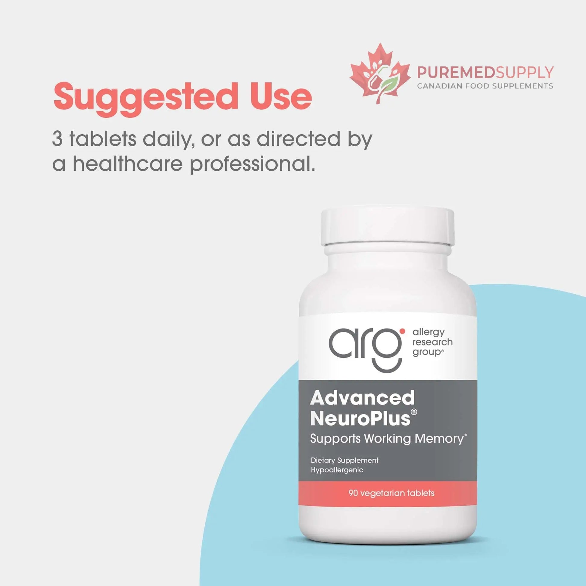 Allergy Research Group Advanced NeuroPlus - Nootropic Formula with Spearmint Extract, Lions Mane & Citicoline - Supports Working Memory Focus & Cognitive Function - 30 Servings - 90 Tablets Allergy Research Group buy supplements canada