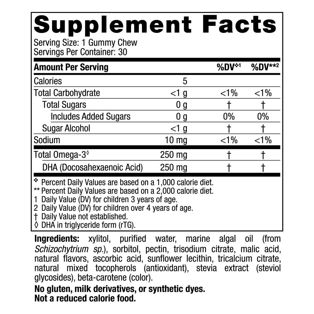 Nordic Naturals Zero Sugar Children’s DHA Vegetarian Gummy Chews - Passion Fruit Lemon Flavor - 30 Gummies - Vegan Algae Oil Omega-3 Supplement for Kids Brain & Cognition Support - 30 Servings Nordic Naturals buy supplements canada