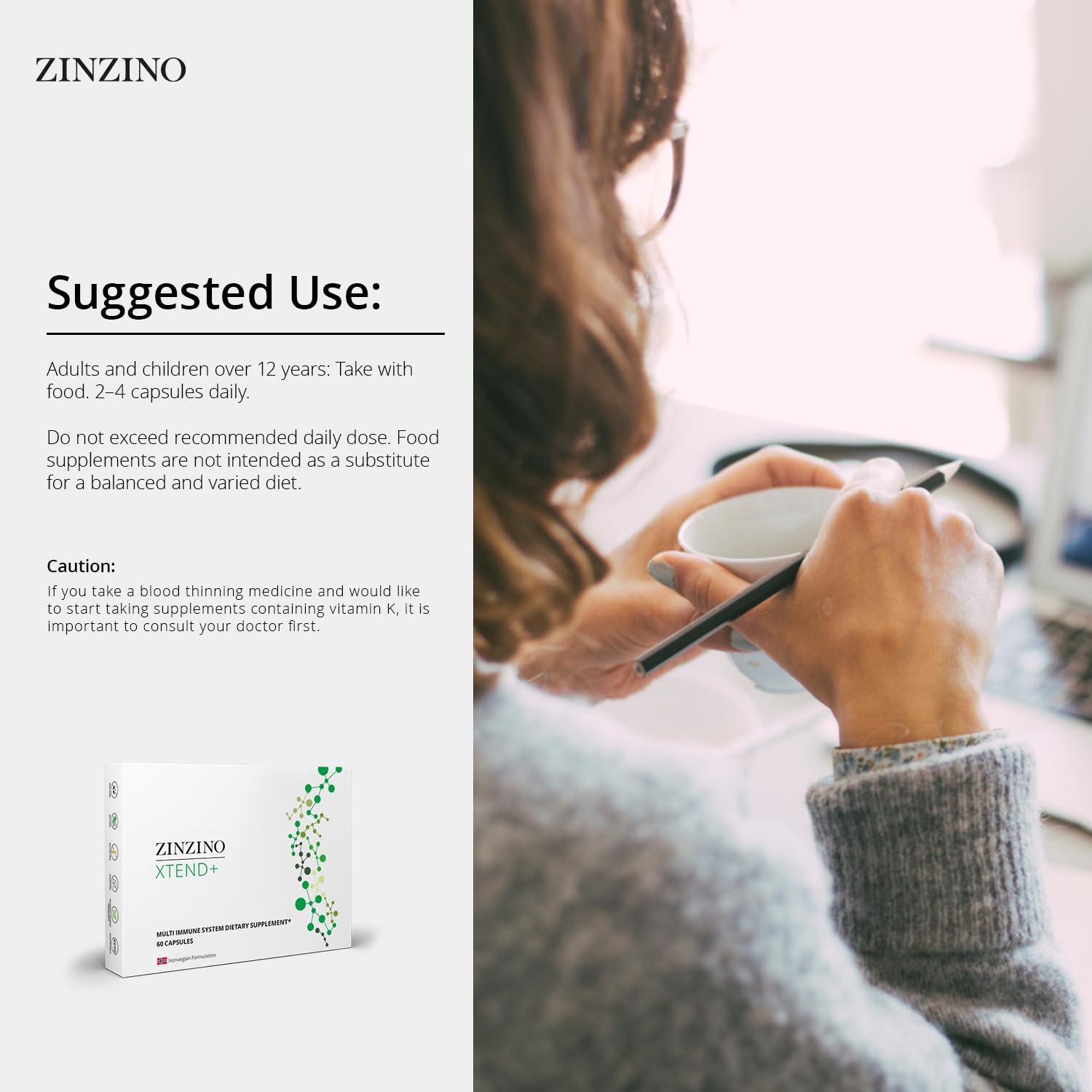 Zinzino Xtend + - Multi Immune Supplement - Essential Vitamins, Minerals & Vitamin C for Immune Support, Energy & Focus - 60 Capsules ZINZINO buy supplements canada