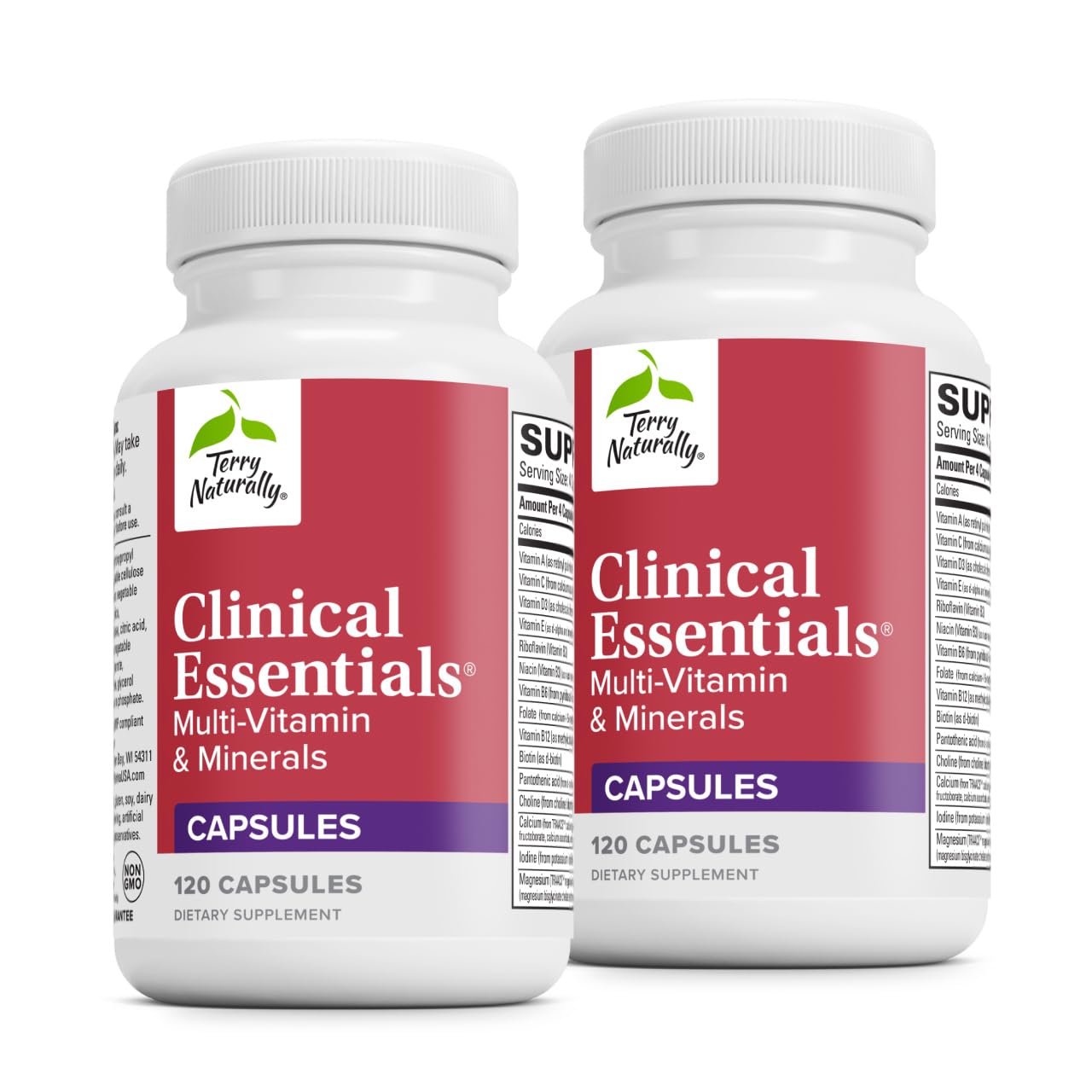 Terry Naturally Clinical Essentials - Supplement to Aid Bone, Cardiovascular & Immune Health - Supplement with Chelated Minerals - Supplement with B-Vitamins & Vitamin C - 120 Capsules (Pack of 2) Terry Naturally buy supplements canada