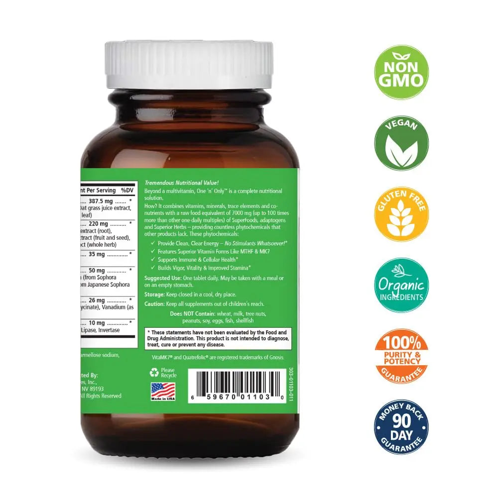 One n Only Whole Food Multivitamin by Pure Essence - Super Energetic Once a Day with Superfoods, Minerals, Enzymes PURE ESSENCE LABS buy supplements canada
