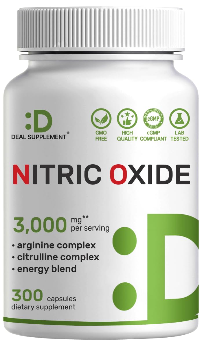 Nitric Oxide Supplement 3,000mg, 300 Capsules | 12-in-1 Complex for Men & Women – Arginine, Citrulline, Korean Red Ginseng, DEAL SUPPLEMENT buy supplements canada
