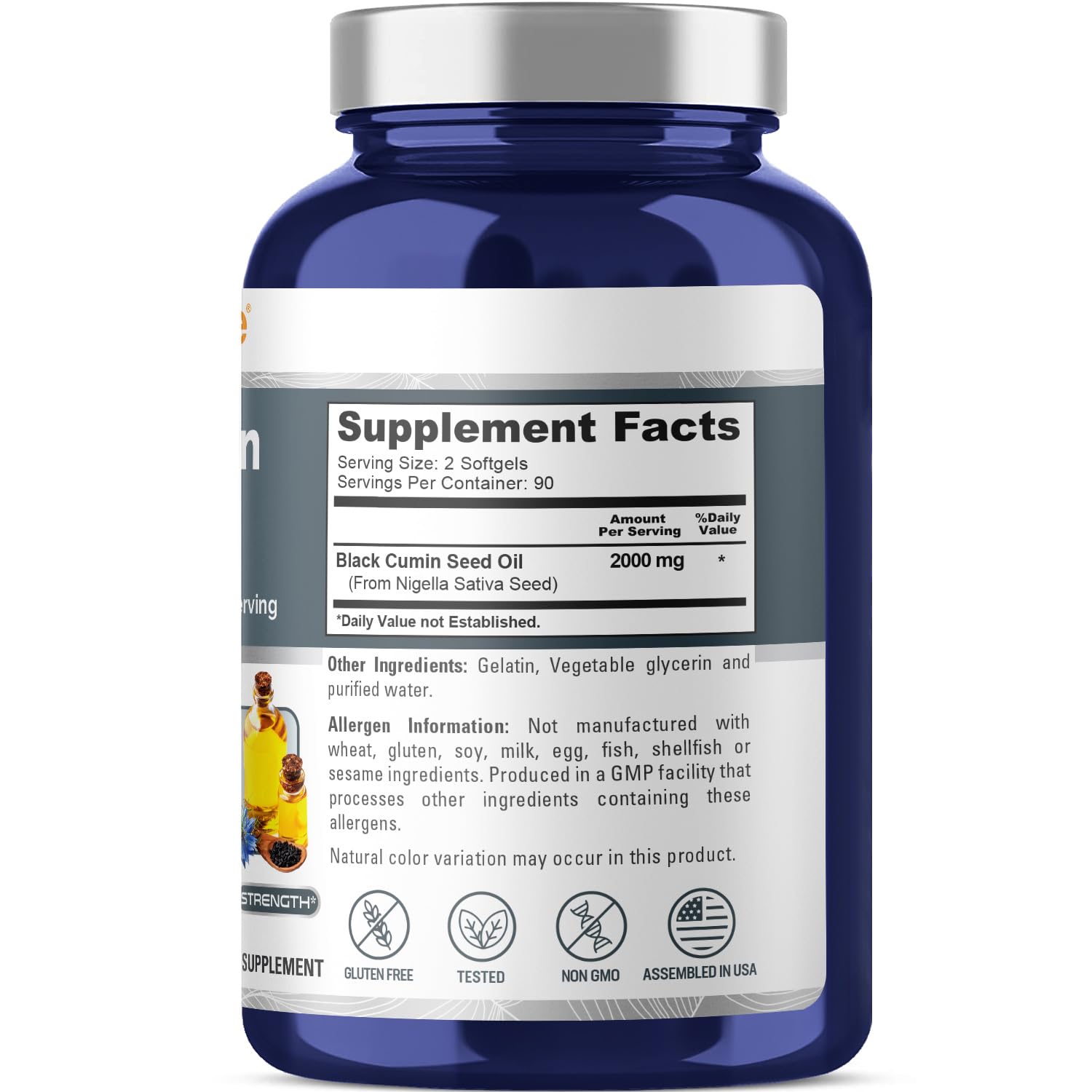 NusaPure Black Seed Oil 2000mg per Serving - 180 Softgel Caps (Non-GMO, Gluten-Free) Cold-Pressed Nigella Sativa NusaPure buy supplements canada