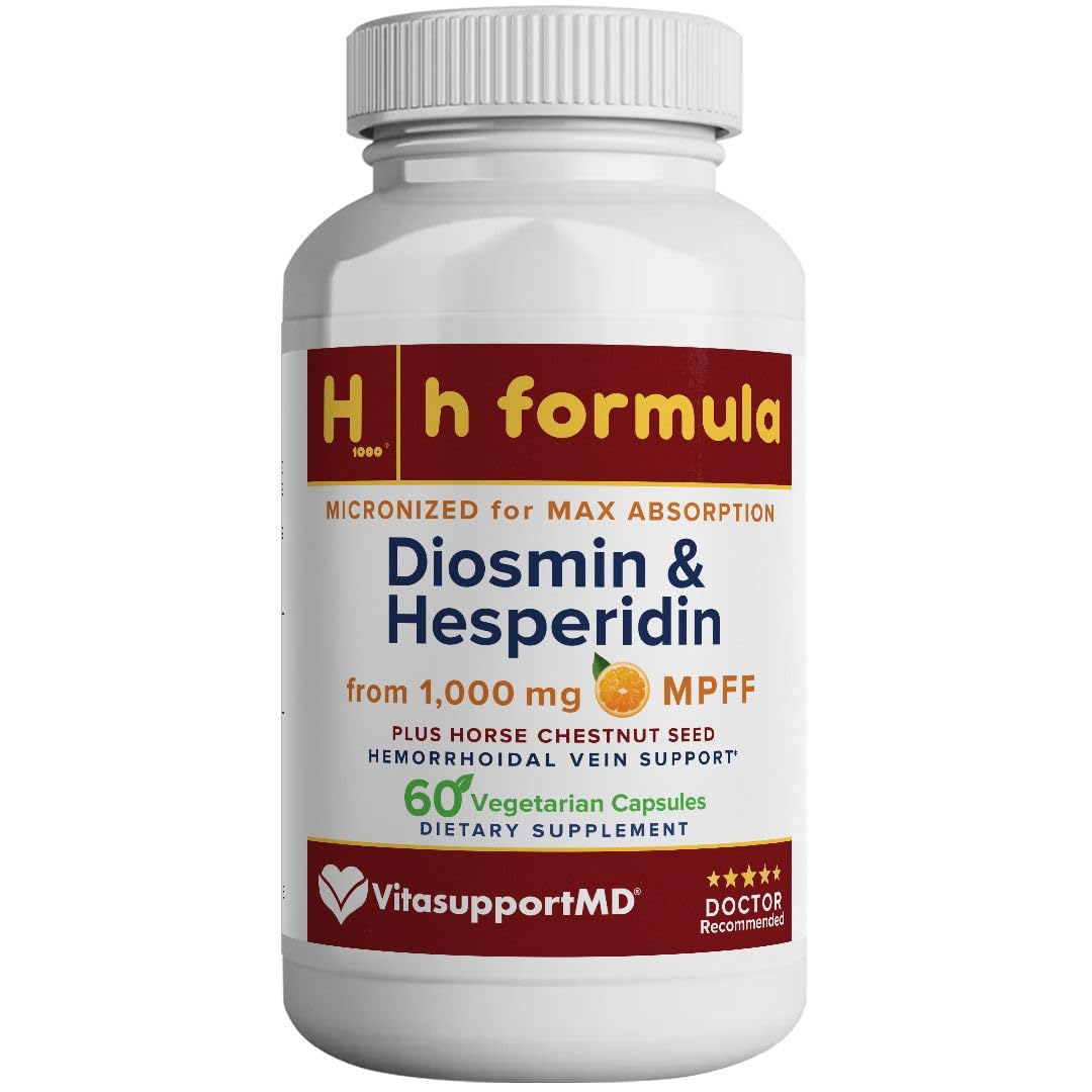 VITASUPPORTMD H Formula Diosmin Hesperidin 1000mg, Horse Chestnut Extract 300mg, Hemorrhoidal Vein Support, Micronized MPFF Bioflavonoids Supplement for Hemorrhoidal Vein Health Support, 60 Capsules VITASUPPORTMD buy supplements canada