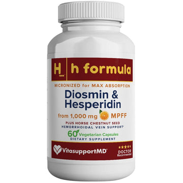 VITASUPPORTMD H Formula Diosmin Hesperidin 1000mg, Horse Chestnut Extract 300mg, Hemorrhoidal Vein Support, Micronized MPFF Bioflavonoids Supplement for Hemorrhoidal Vein Health Support, 60 Capsules VITASUPPORTMD buy supplements canada