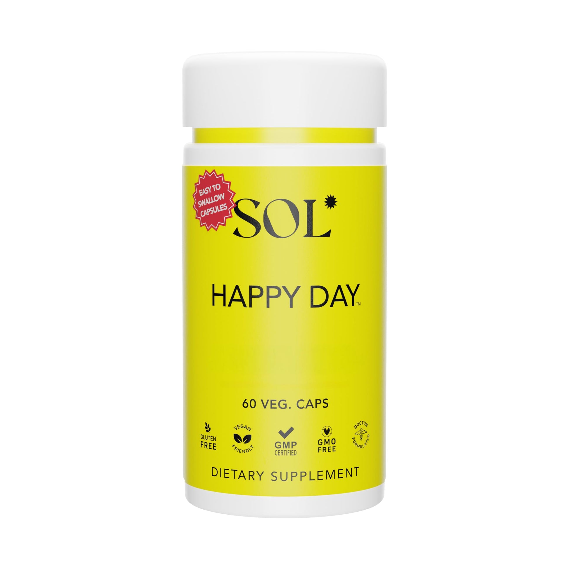 Sol Nutrition Happy Day Supplement: Combining The Natural Herbal Properties of Collective Happiness Bark, Astragalus, and Gingko Biloba to Support a Healthy Lifestyle - 60 Easy to Swallow Capsules Sol Nutrition buy supplements canada