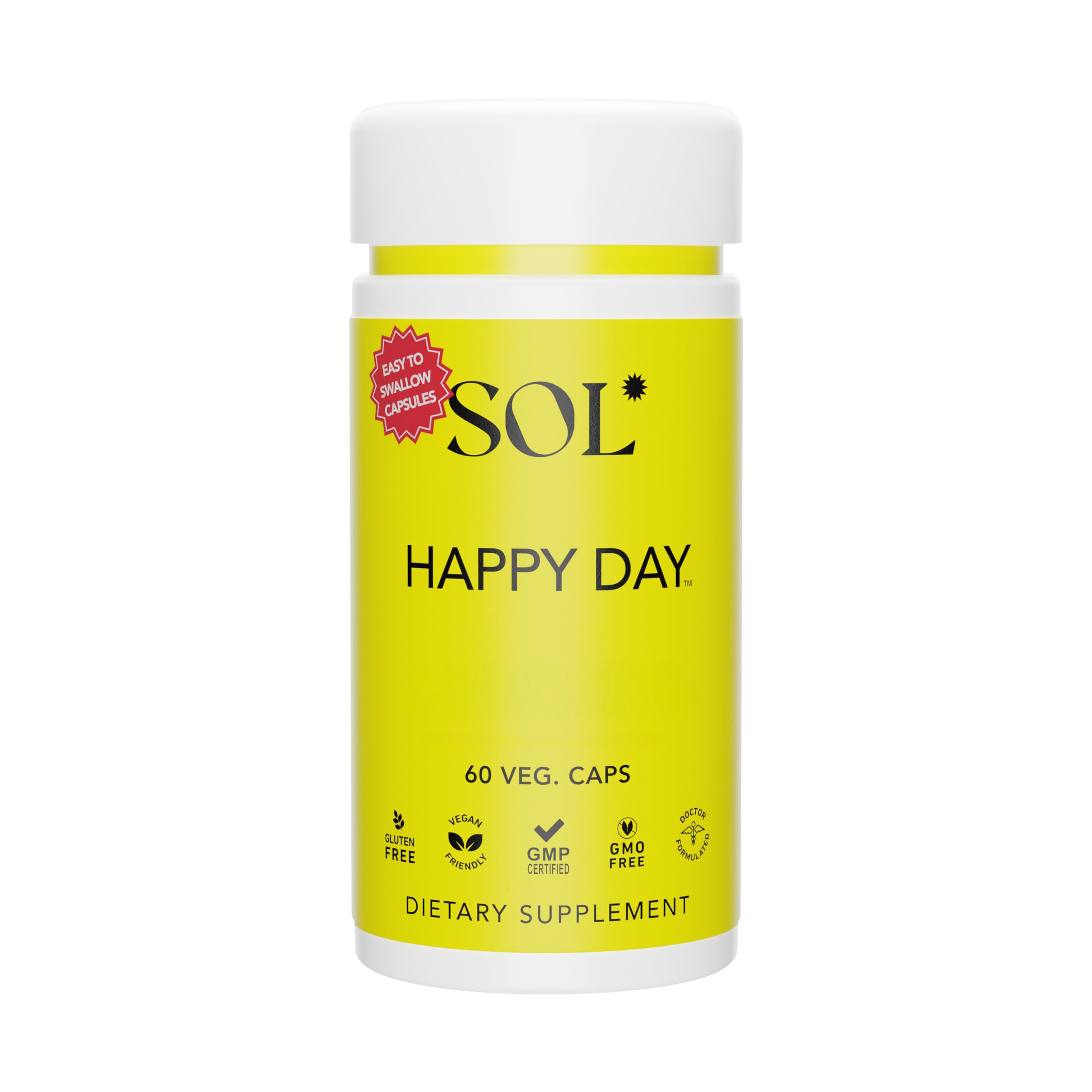 Sol Nutrition Happy Day Supplement: Combining The Natural Herbal Properties of Collective Happiness Bark, Astragalus, and Gingko Biloba to Support a Healthy Lifestyle - 60 Easy to Swallow Capsules Sol Nutrition buy supplements canada