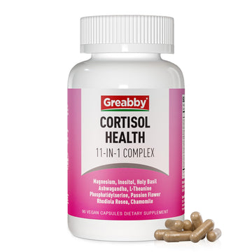 GREABBY Cortisol Supplements for Women, 11-in-1 Formula with Ashwagandha, L-Theanine, Phosphatidylserine and More, Lower Cortisol Health Support, 90 Vegan Capsules GREABBY buy supplements canada