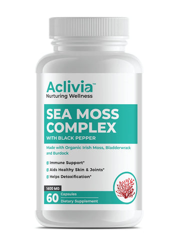 Aclivia - Organic Irish Sea Moss Capsules with Bladderwrack & Burdock Root - 102 Minerals Sea Moss Supplement - Thyroid Support, Immune Boost - Non-GMO (60 Count) Aclivia buy supplements canada