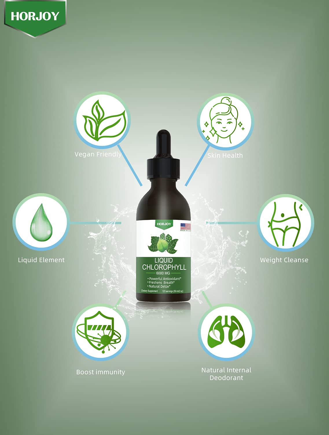 Chlorophyll Liquid Drops - 100% Natural Energy Booster and Immune Support - Internal Horjoy buy supplements canada