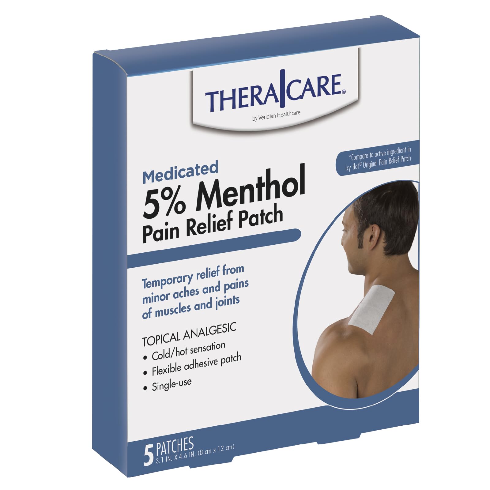 TheraCare Cold Hot Medicated Patch | 5% Menthol | Neck, Shoulder, Small Areas | 4.6” x 3.1” | 5-Count Thera Care buy supplements canada