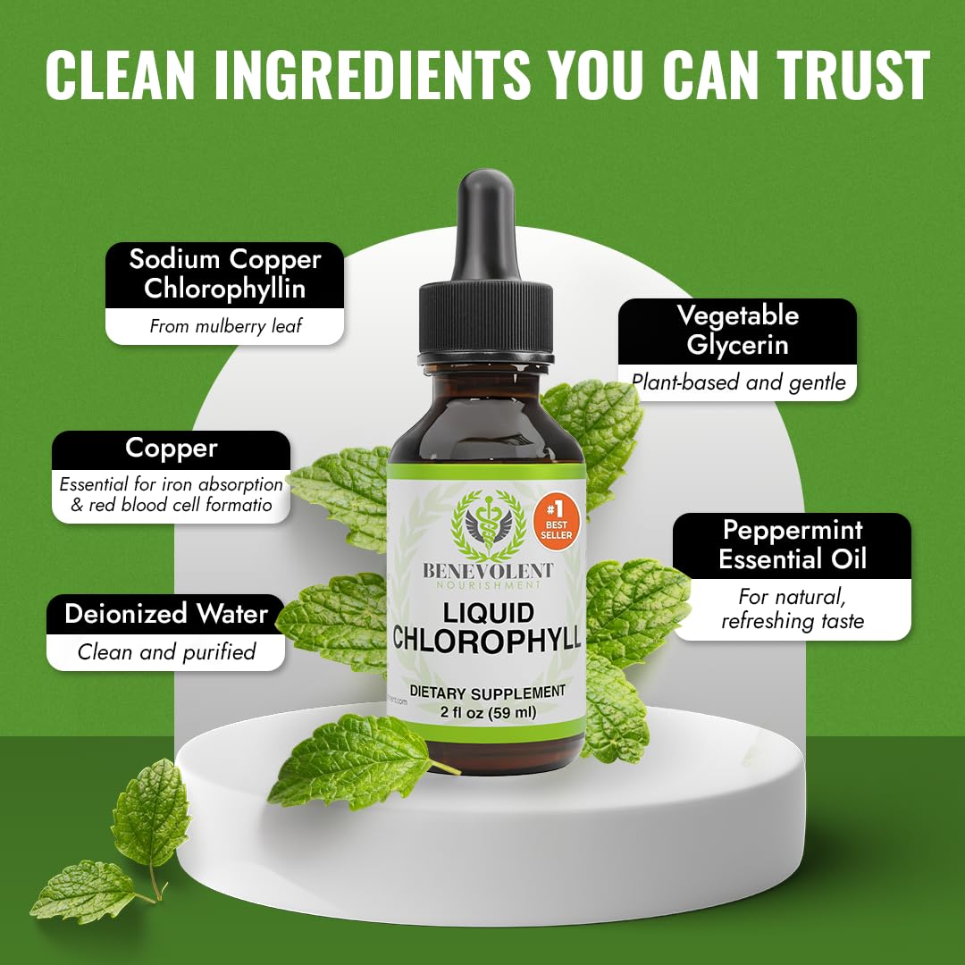 Benevolent Nourishment Chlorophyll Supplement, Detox & Immune Support, Internal Deodorizer, Liquid Drops Benevolent Nourishment buy supplements canada