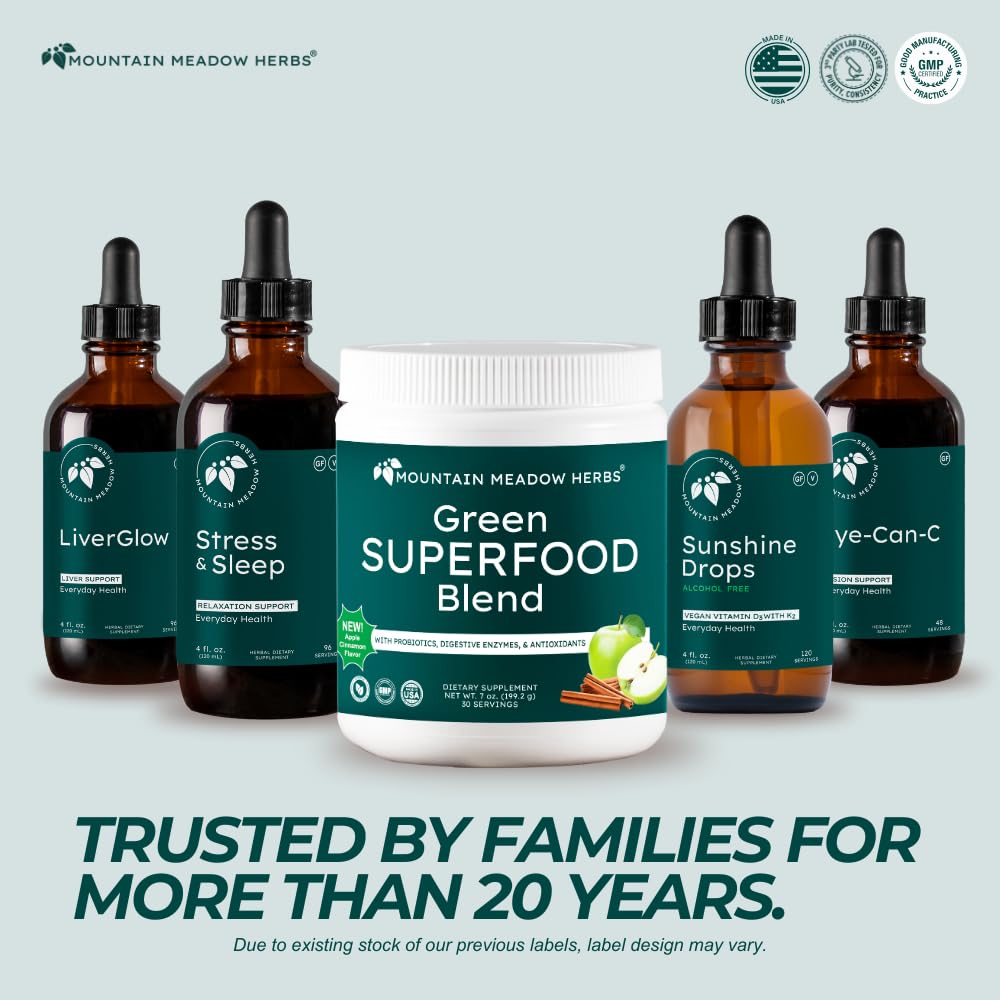 Mountain Meadow Herbs Green Superfood Blend – Spirulina, Chlorella, Mushrooms, Probiotics, Digestive Enzymes, Antioxidants – Organic Greens Powder for Energy & Gut Health – 30 Servings Mountain Meadow Herbs buy supplements canada