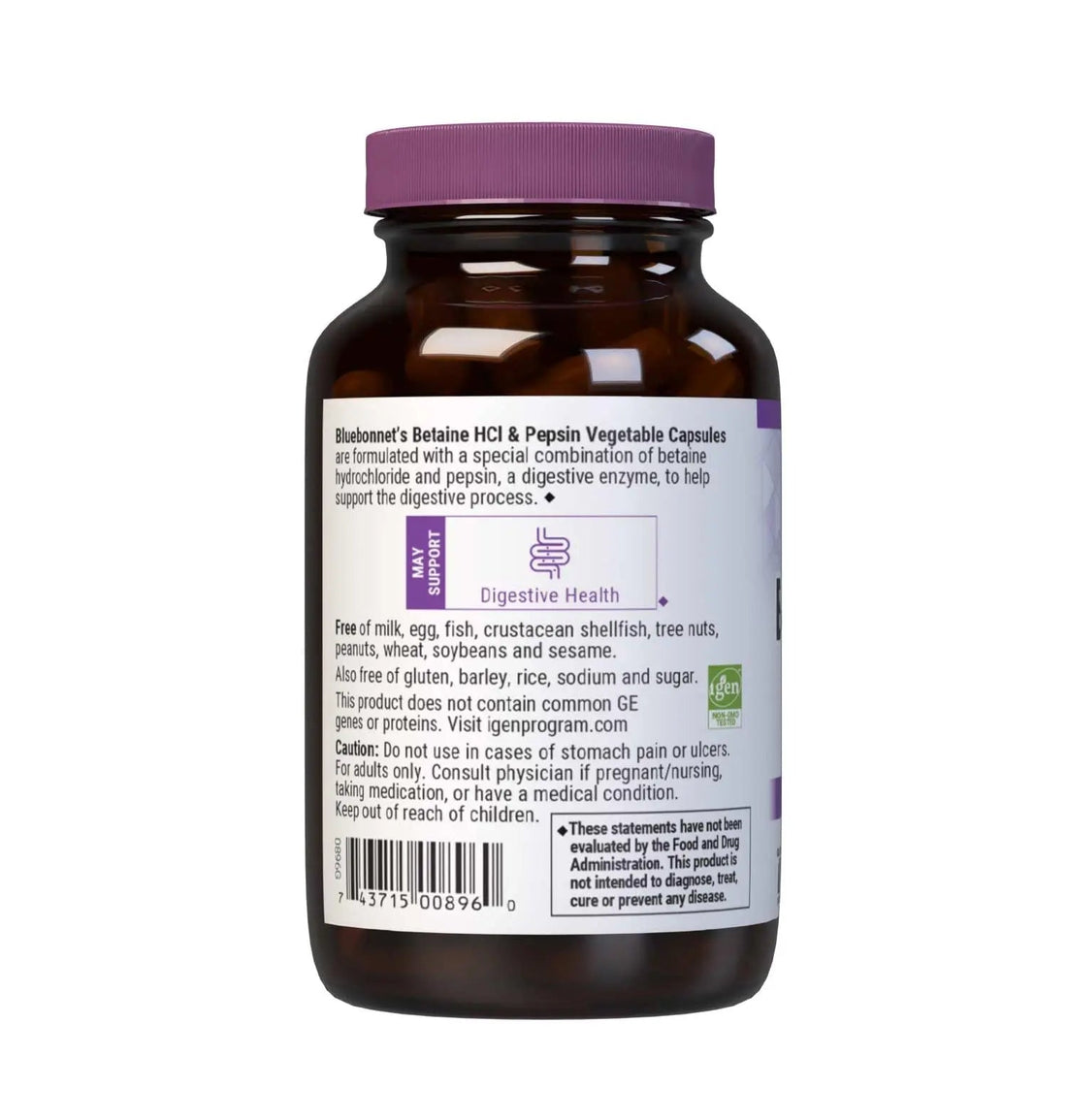 BlueBonnet Betaine HCI Plus Pepsin Vegetarian Capsules, 90 Count BlueBonnet buy supplements canada