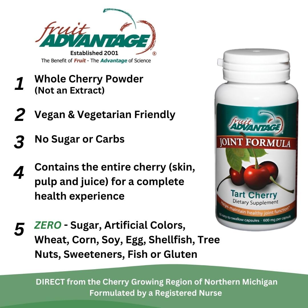 Fruit Advantage Montmorency Tart Cherry Capsules Joint Formula 1200 mg per Serving - 60 Vegetarian Capsules Fruit Advantage buy supplements canada