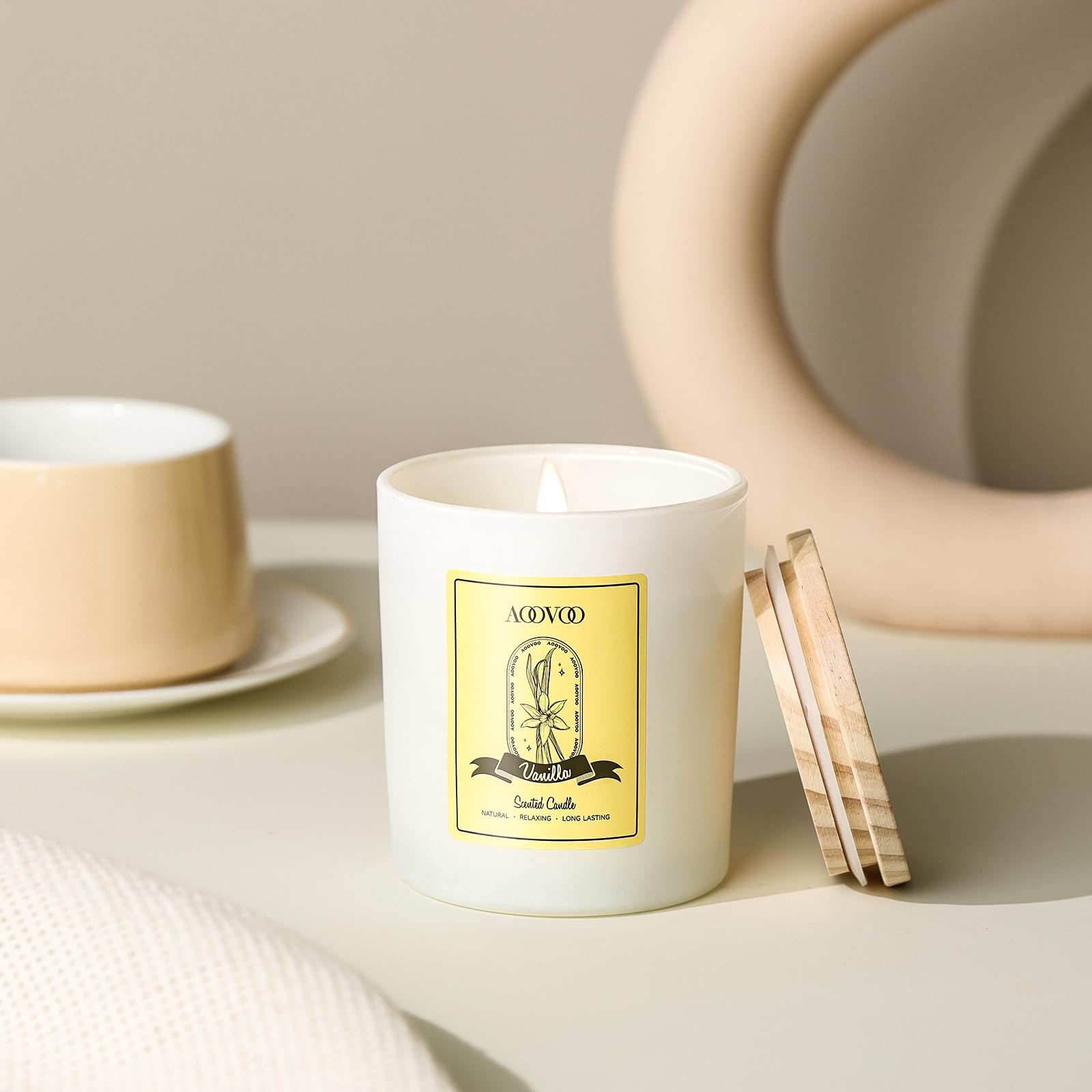 Vanilla Soy Candles Gift for Women - Aromatherapy Candle with Crystals Inside, 10oz Natural Soy Wax Candles AOOVOO buy supplements canada