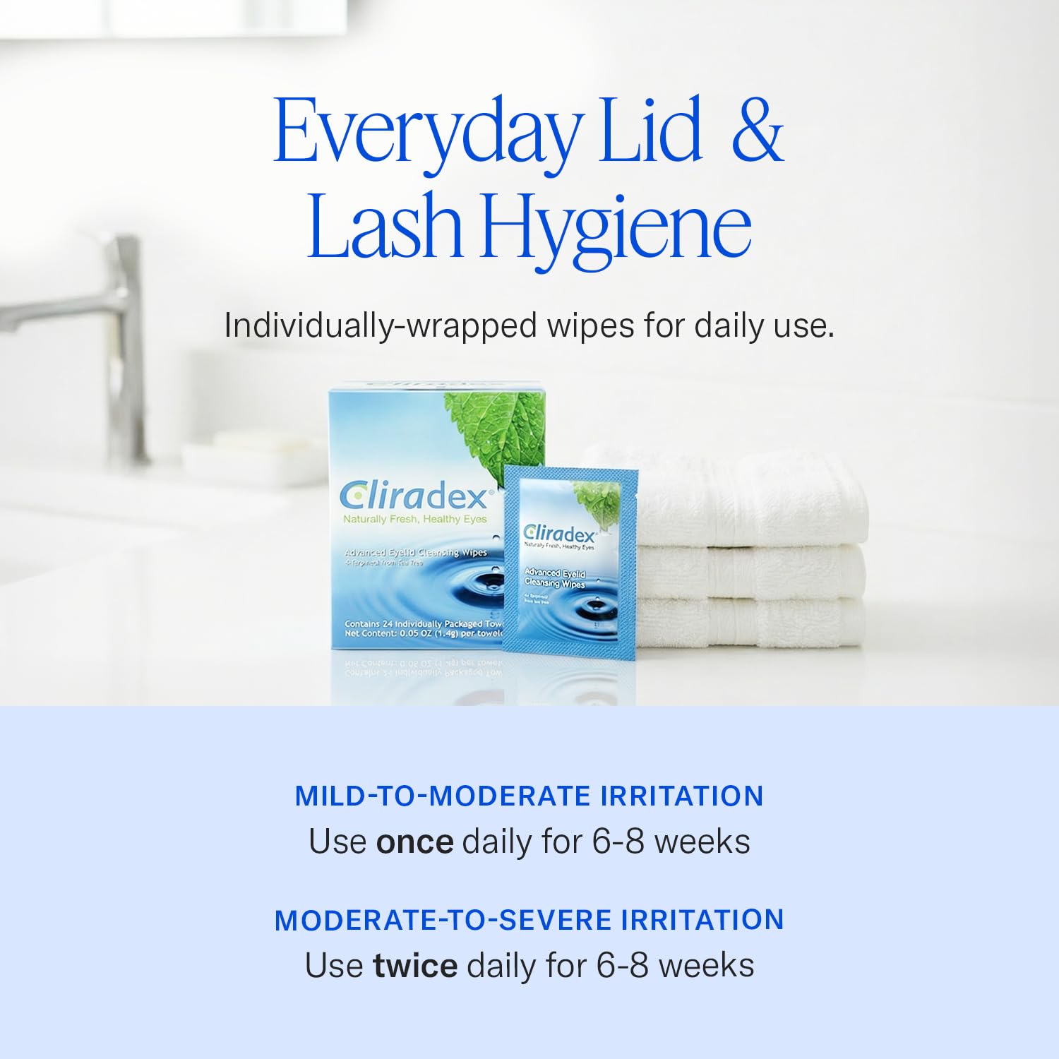 Cliradex Towelettes - Natural Face, Eyelash & Eyelid Cleanser - Wipes for Demodex, Blepharitis, Mgd and Red Irritated Eye Lid Cliradex buy supplements canada