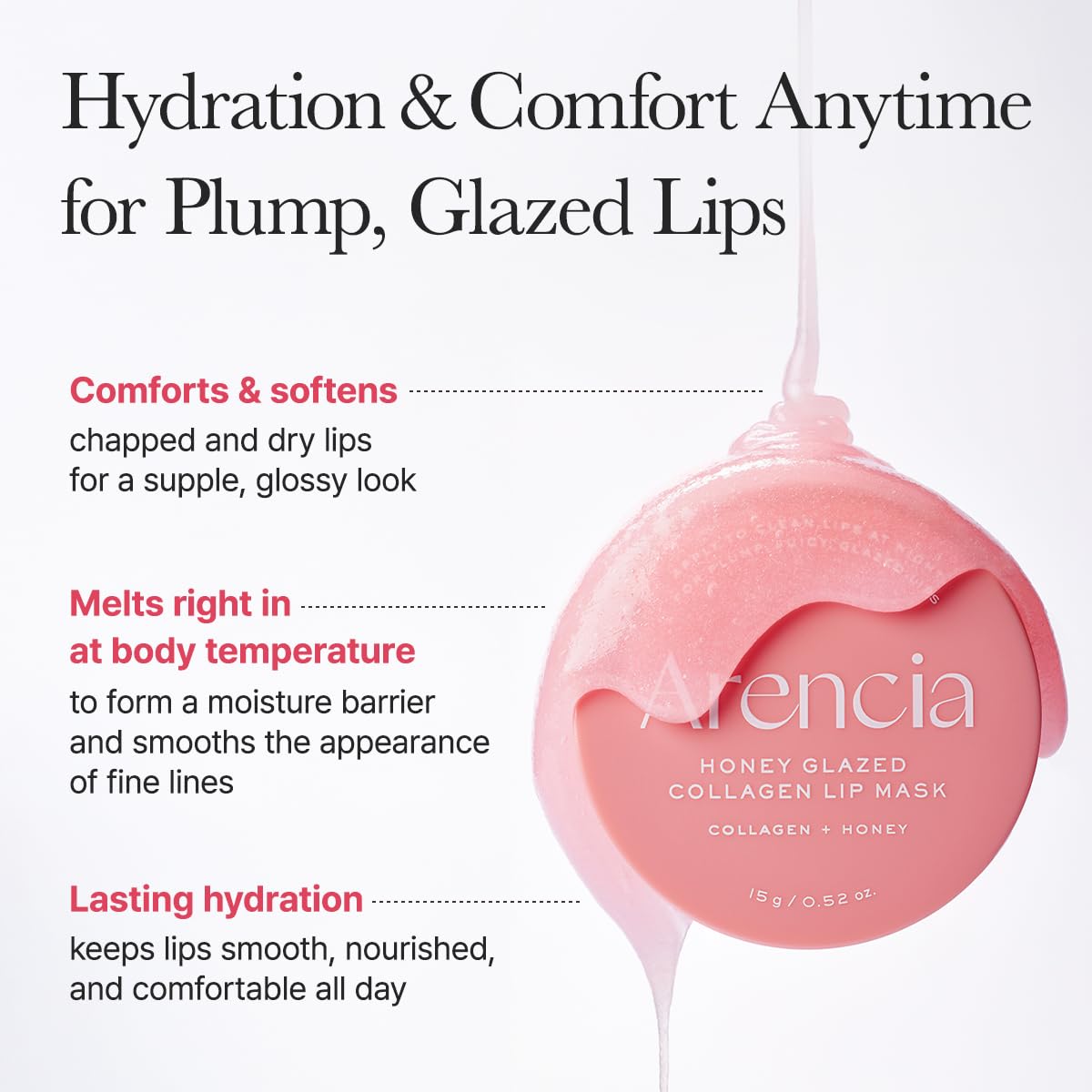 Arencia Honey Glazed Collagen Lip Mask, Overnight Lip Treatment with Collagen and Honey, 0.52 oz ARENCIA buy supplements canada