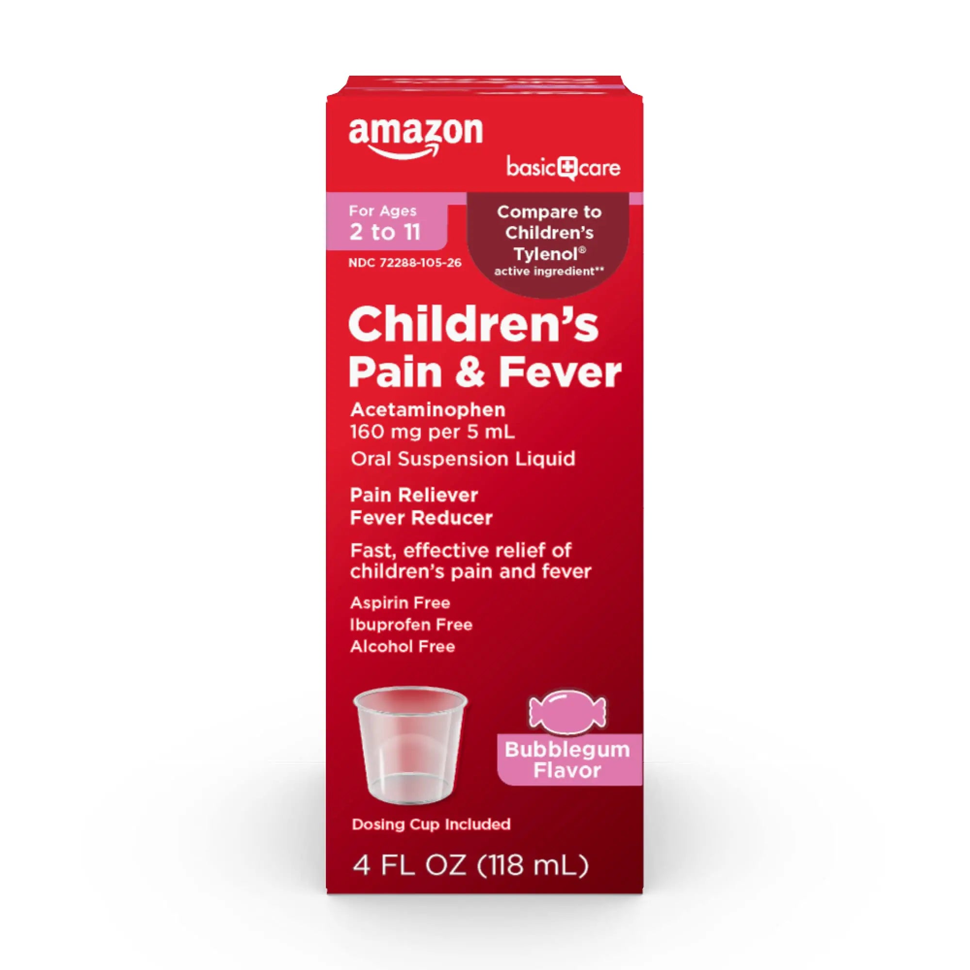 Amazon Basic Care Children's Pain Reliever and Fever Reducer, Acetaminophen 160 mg per 5 ml, Bubblegum Flavor, for Headache and Sore Throat, Ages 2-11 Years, 4 fl oz Amazon Basic Care buy supplements canada