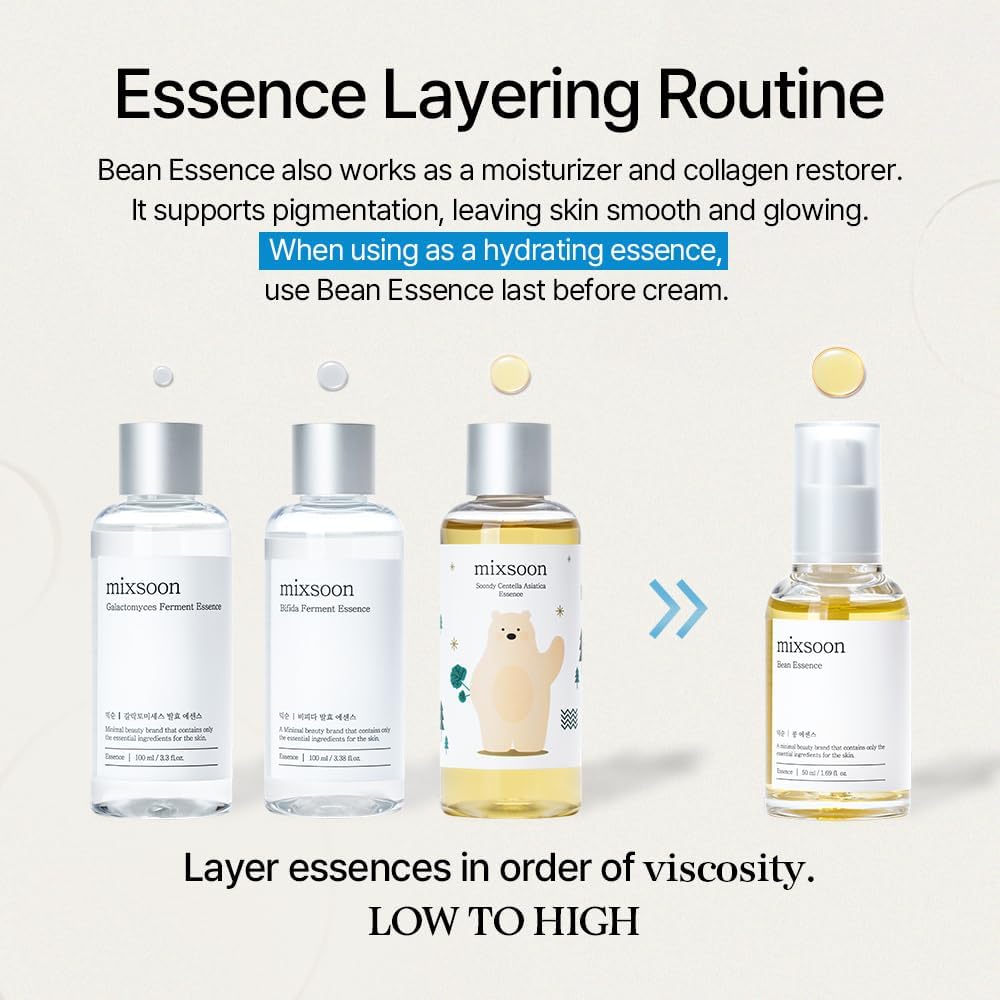 mixsoon Bean Essence Exfoliating, Snail Mucin Moisturizer for Hydrating, Fermented Bean Extract, Gentle Formula mixsoon buy supplements canada