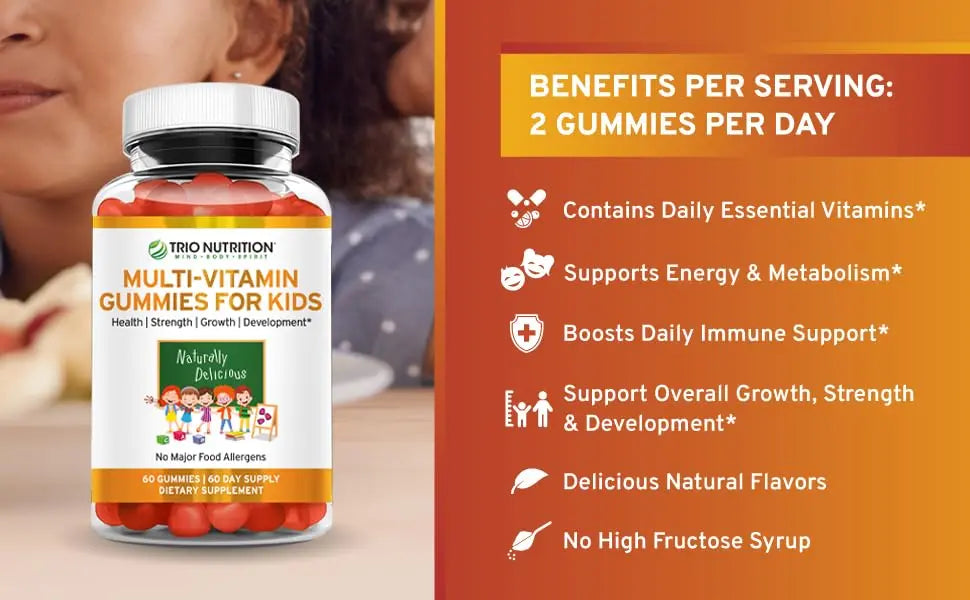 TRIO NUTRITION Premium Kids Multivitamin Gummies with Vitamin C & Zinc for Immune & Energy Support | TRIO NUTRITION buy supplements canada