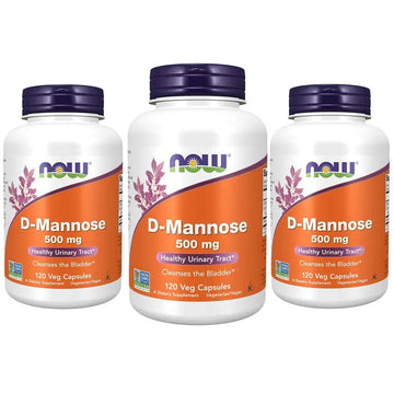 NOW Foods Supplements, D-Mannose 500 mg, Non-GMO Project Verified, Healthy Urinary Tract*, 120 Veg Capsules (Pack of 3) NOW Foods buy supplements canada