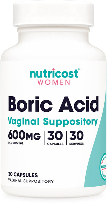 Nutricost Boric Acid 600mg, 30 Capsules - Vaginal Suppository - Non-GMO - for Women Nutricost buy supplements canada