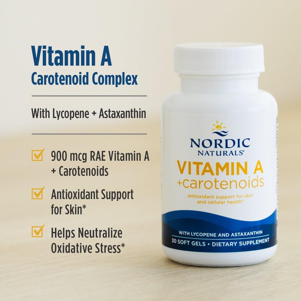 Nordic Naturals Vitamin A + Carotenoids, Unflavored - 30 Soft Gels - Lycopene & Astaxanthin - Supports Skin, Cellular Health - Non-GMO - 30 Servings Nordic Naturals buy supplements canada