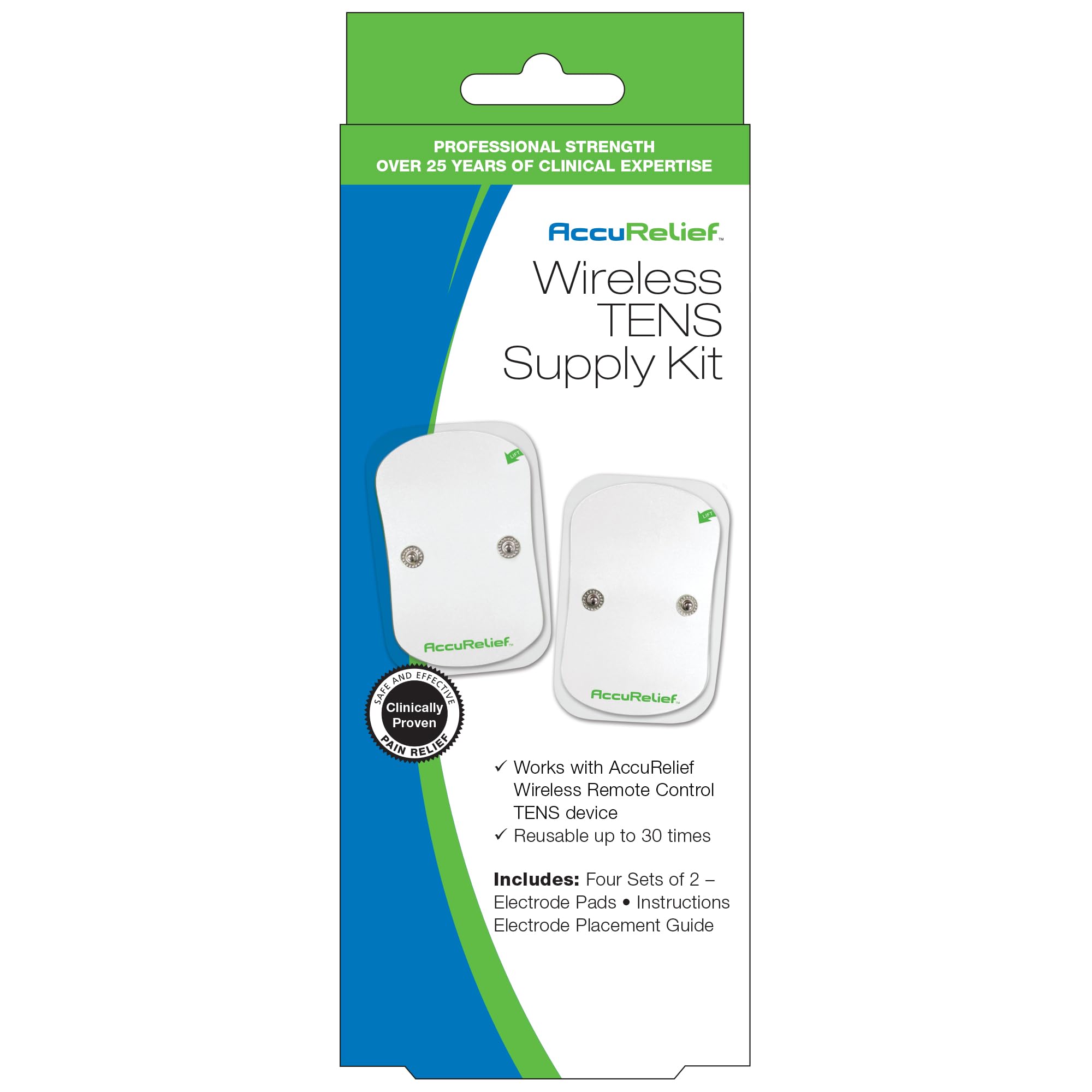 AccuRelief Wireless TENS Electrotherapy Pain Relief System Supply Kit (Packaging May Vary), Works with AccuRelief Wireless Remote Control TENS Device (ACRL-9000), 2 Pair (Pack of 1) AccuRelief buy supplements canada