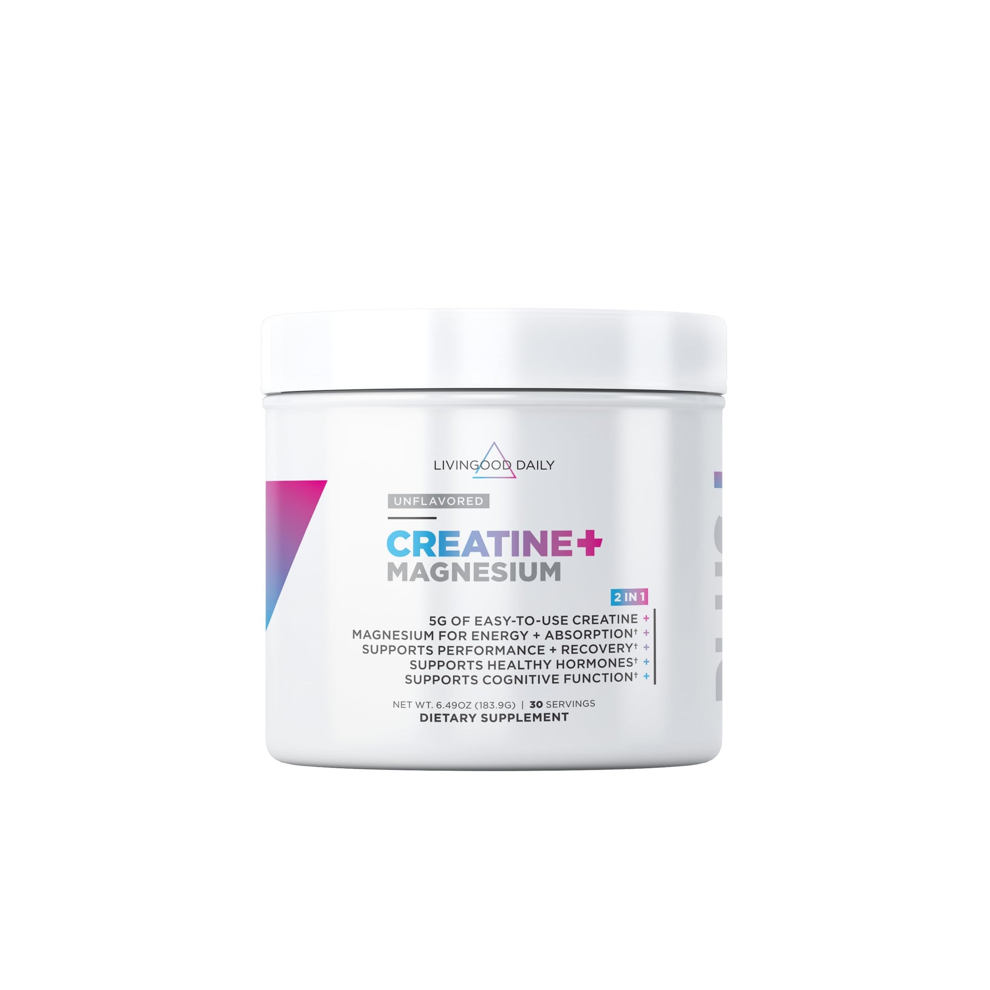 Livingood Daily Creatine + Magnesium Powder, Unflavored | 5g Micronized Creatine Monohydrate with Magnesium for Energy, Muscle Recovery & Performance | 30 Servings Livingood Daily buy supplements canada
