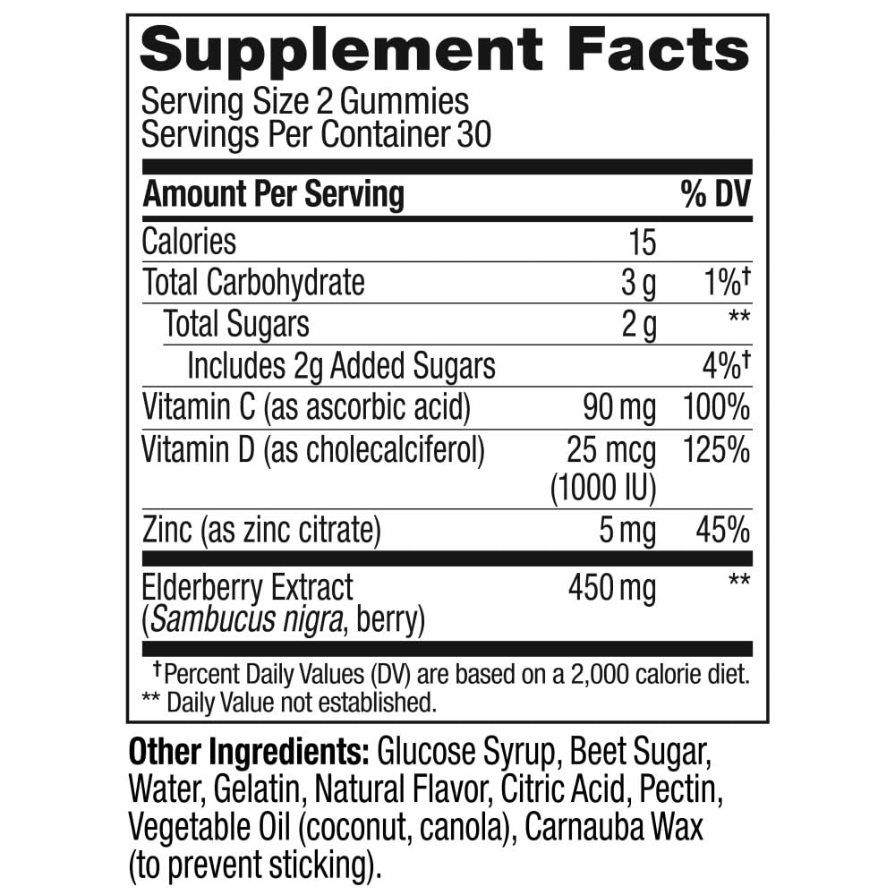 OLLY Extra Strength Elderberry Gummies, Immune Support, 450mg Elderberry, Vitamin C OLLY buy supplements canada