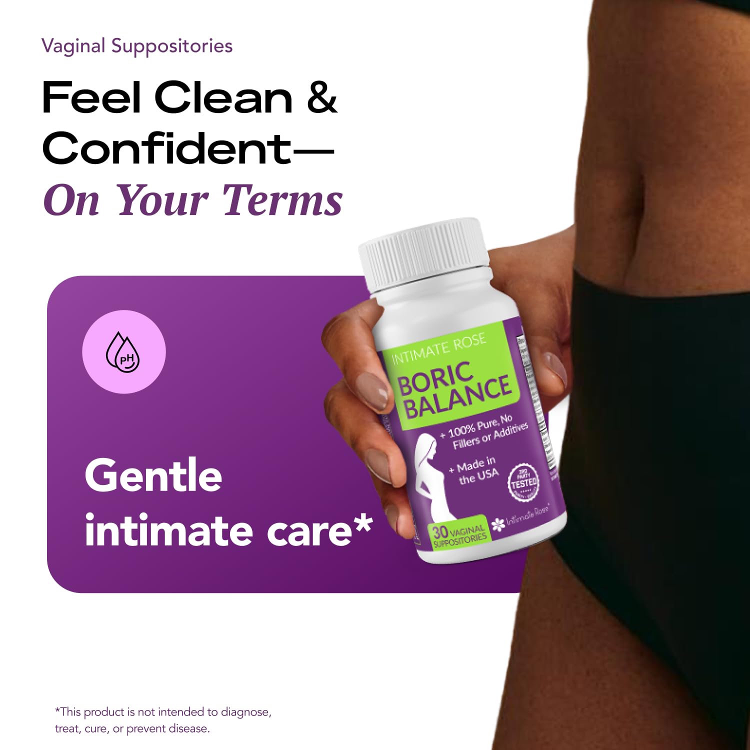 Intimate Rose Boric Acid Vaginal Suppositories, 14 Count for Feminine Deodorizing & Freshness - Vegan Capsules Intimate Rose buy supplements canada