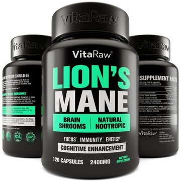 Organic Lions Mane Supplement Capsules 2400 mg - Powerful Nootropic - Helps Maintain VitaRaw buy supplements canada