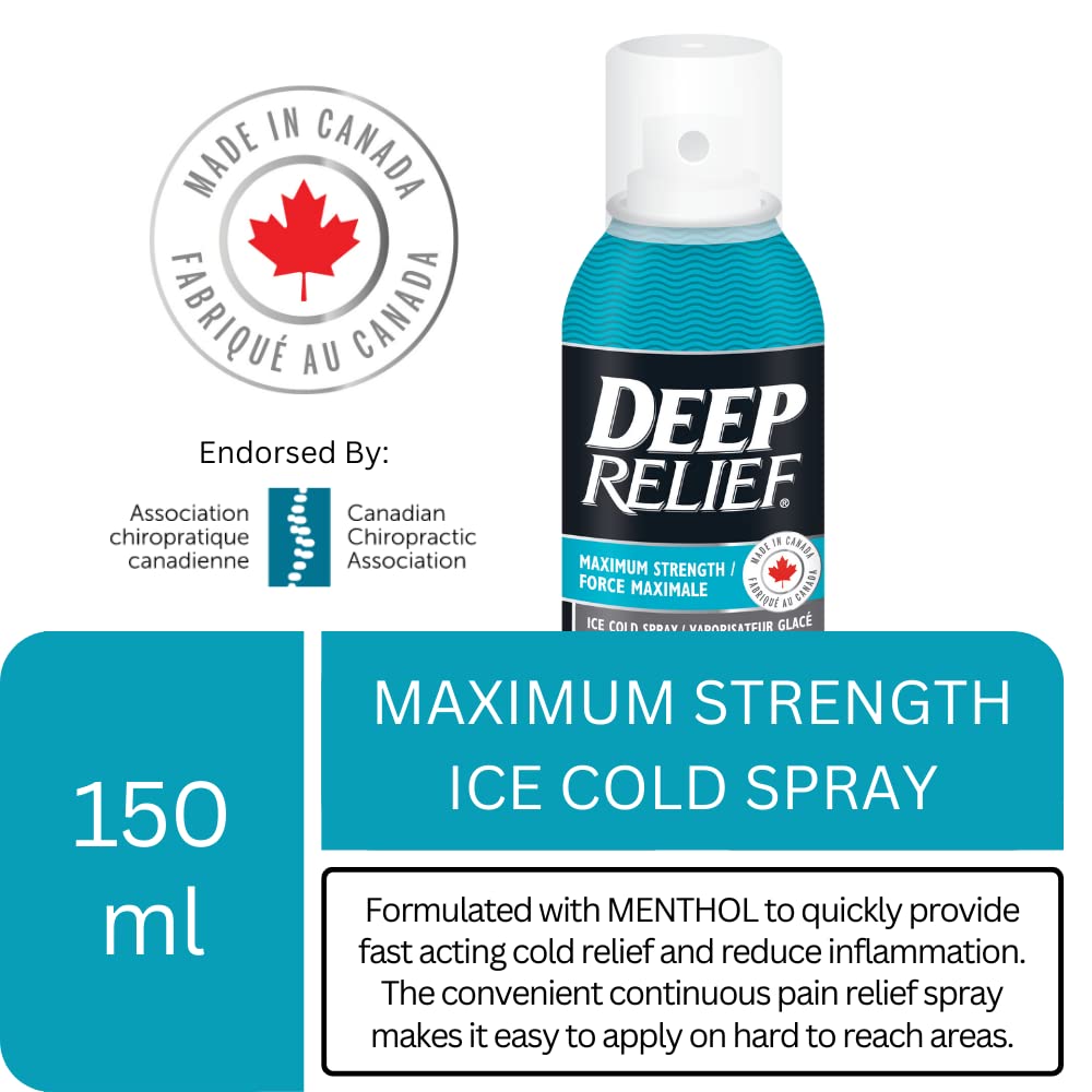 Deep Relief Ice Cold Spray, 150ml - Plastic Bottle, Spray, Cold Therapy, Turquoise, 5.3cm x 5.3cm x 17.1cm Deep Relief buy supplements canada