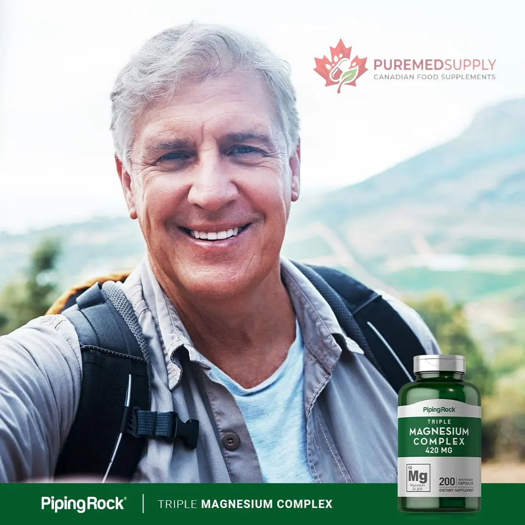 Piping Rock Triple Magnesium Complex | 420 mg | 200 Capsules | Magnesium Oxide, Citrate, and Aspartate Supplement | Non-GMO, Gluten Free Piping Rock buy supplements canada