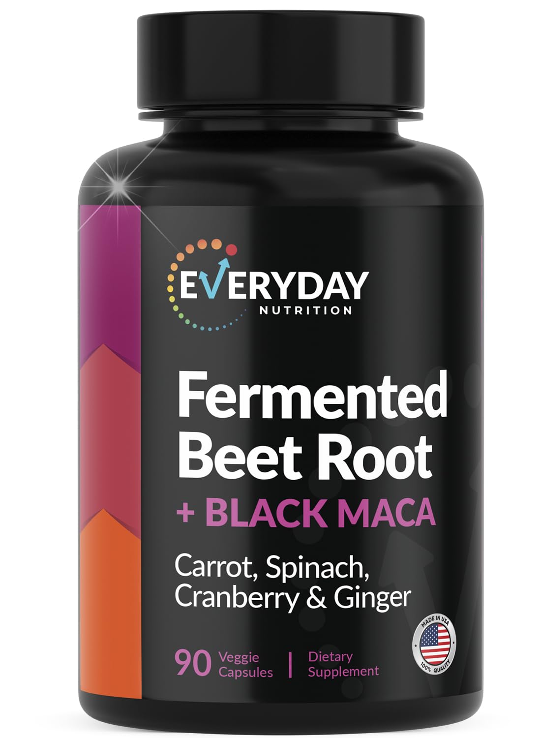 EVERYDAY NUTRITION Organic Fermented Beet Root & Black Maca Capsules with Carrot, Spinach, Cranberry & Ginger | Superfood for Energy, Stamina & Wellness | 90 Veggie Capsules | Made in USA EVERYDAY NUTRITION buy supplements canada