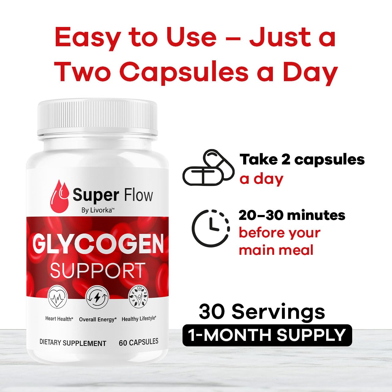 (2 Pack) Super Flow Glycogen Capsules - Official SuperFlow Advanced Glycogen Support Pills - Maximum Strength, Natural Formula Vitamins for Overall Health & Wellness Reviews, 120 Capsules for 2 Months LIVORKA buy supplements canada