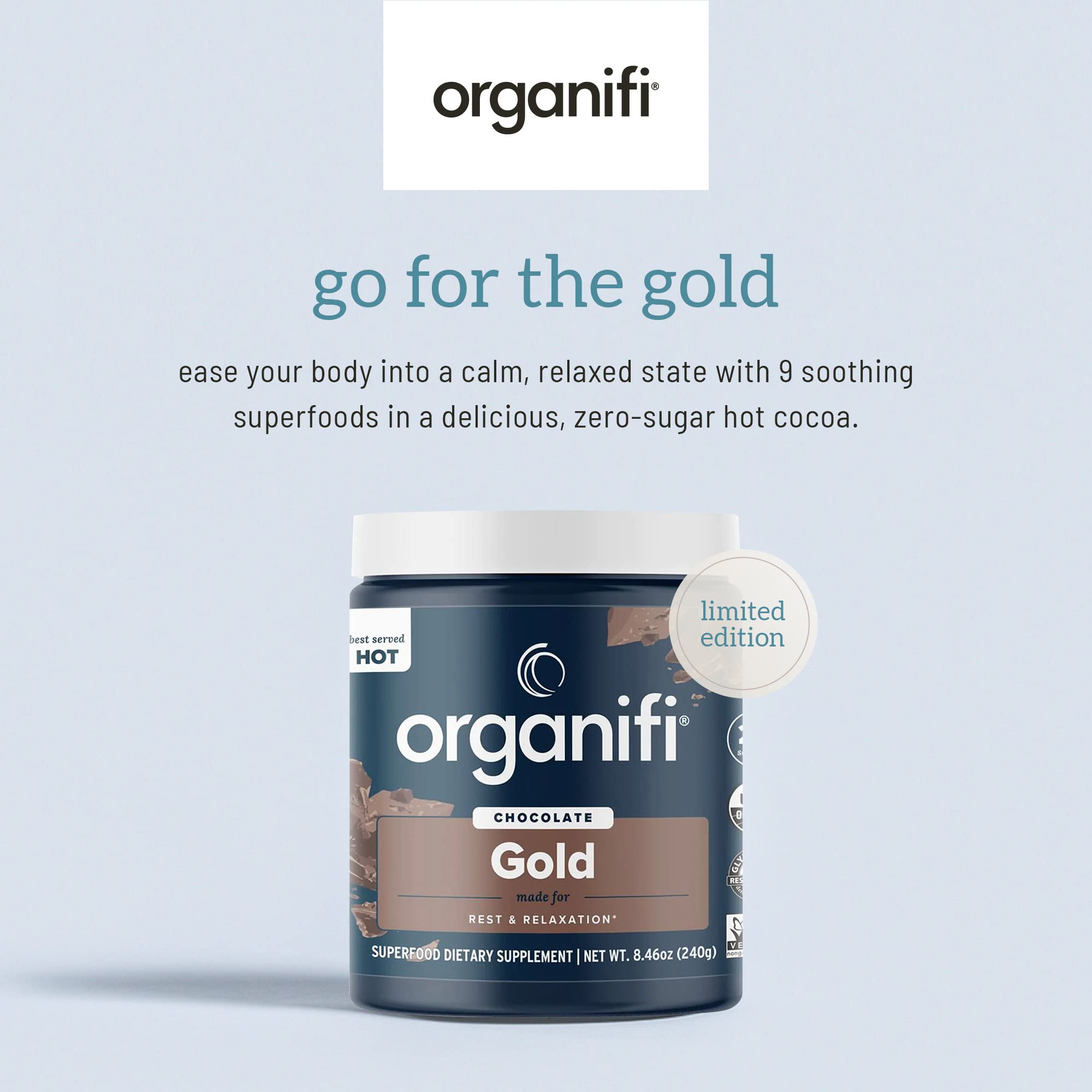 Organifi - Gold Chocolate - Superfood Supplement Powder - 20 Day Supply - Supports Rest Organifi buy supplements canada