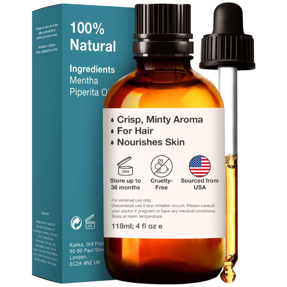 Kukka Peppermint Oil for Hair - Natural Mint Essential Oils - Premium Grade Natural Peppermint Essential Oil KUKKA essential oils buy supplements canada