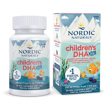 Nordic Naturals Children’s DHA Xtra, Berry Punch - 90 Mini Chewable Soft Gels for Kids - 636 mg Omega-3s EPA & DHA - Cognitive & Immune Function, Learning, Social Development - Non-GMO - 30 Servings Nordic Naturals buy supplements canada