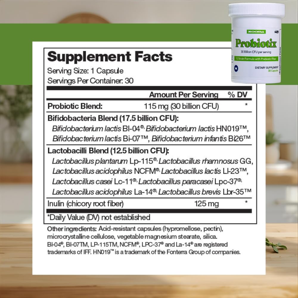 Probiotix – 12 Strain Probiotic + Prebiotic Fiber, 30 Billion CFU | Gut Health & Digestive Balance | Gas & Bloating Support | Immune System Reinforcement | Gluten, Soy & Dairy Free – 30 Capsules Xooma buy supplements canada