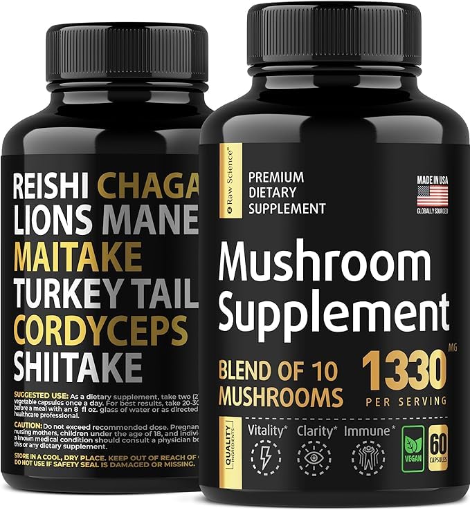 Mushroom Supplement - Shiitake Mushrooms & Lions Mane Supplement Capsules S RAW SCIENCE buy supplements canada