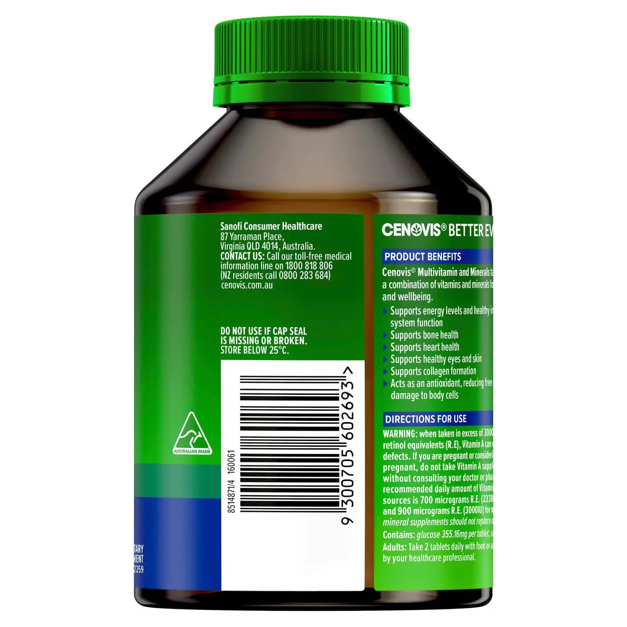 Cenovis Multivitamin and Minerals 200 Tablets Cenovis buy supplements canada