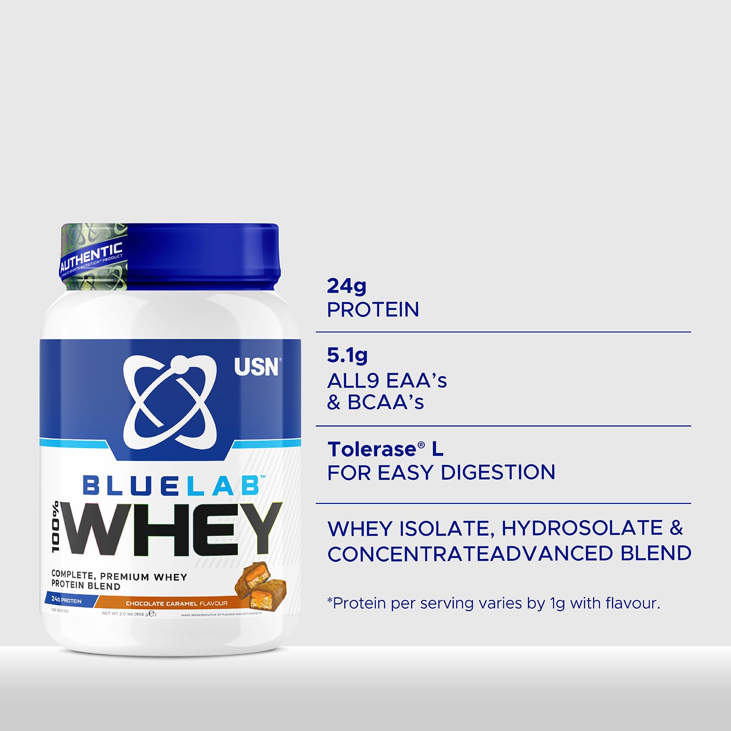 USN Blue Lab Whey Protein Powder: Chocolate Caramel - Whey Protein 908g USN buy supplements canada