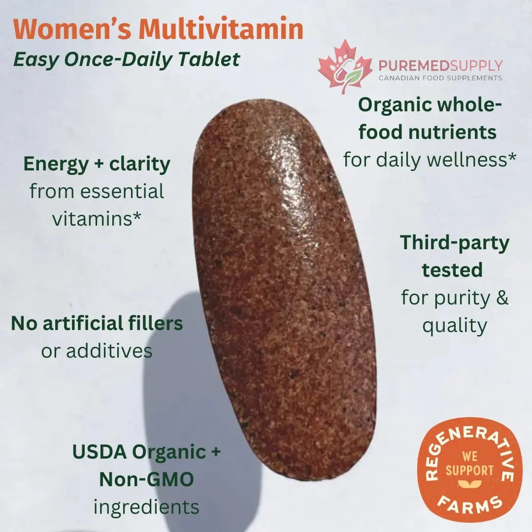 EarthFirst Organic Women’s Multi Once Daily, Women's Multivitamin, Iron, Vitamin B12 & More, 19 Vitamins from Herbs & Superfoods, 30 Count EarthFirst Organic buy supplements canada
