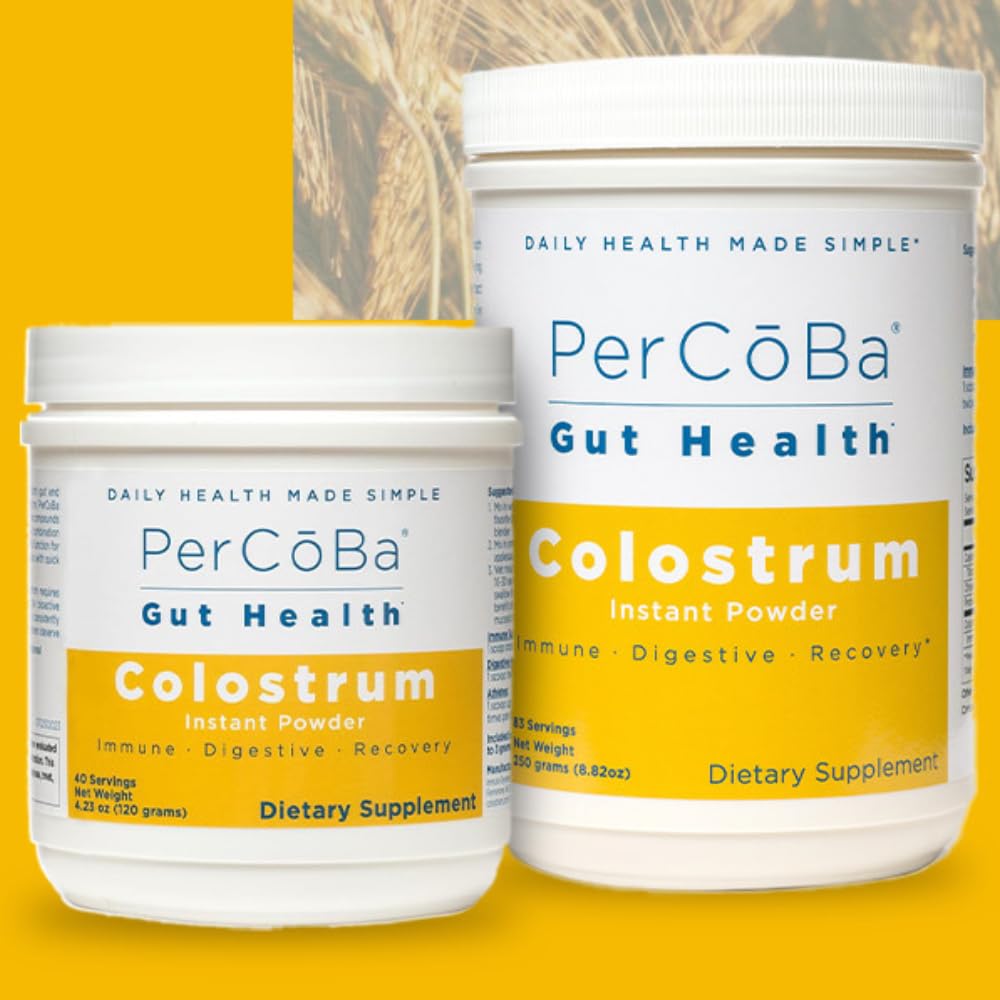 Colostrum Supplement for Gut Health, Bloating, Hair Growth, Muscle Recovery, Immune Support - Unflavored Bovine Colostrum Powder Made in USA, Non-GMO, Gluten Free, 120 Grams Per Serving - 40 Servings PERCOBA buy supplements canada